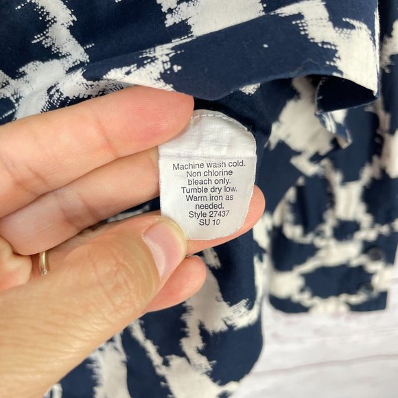 J. Crew Factory Women's Blue White Geometric Print Long Sleeve Shirt Size 2 - Picture 5 of 8
